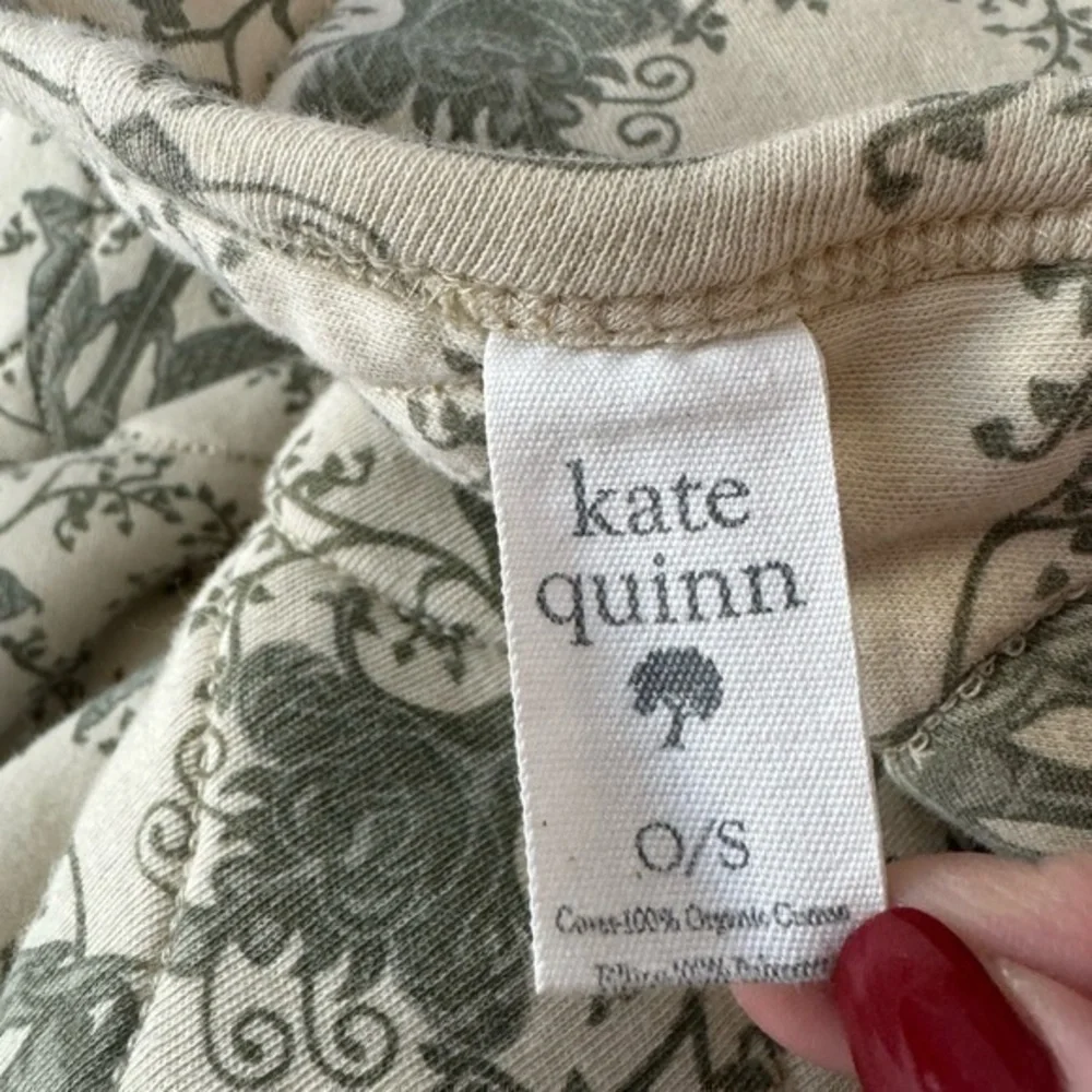 Kate Quinn Organic Cotton Muted Green Bird Print Quilt Baby Nursery Blanket‎